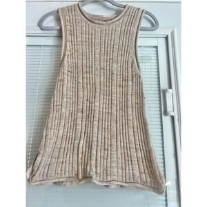 Pilcro Anthropologie Sleeveless High Neck Oatmeal Ribbed Sweater Tank Size: M